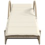 Lettino Prendisole con Cuscini Beige 60x199x42 cm Polyrattan