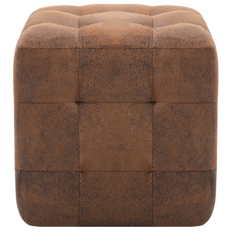 Pouf 2 pz Marrone 30x30x30 cm in Similpelle Scamosciata