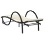 Lettino Prendisole con Cuscino Nero 60x199x42 cm in Polyrattan