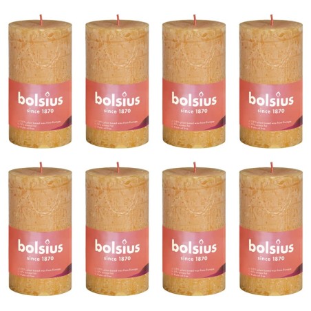 Bolsius Candele Rustiche a Colonna Shine 8 pz 100x50 mm Giallo Favo