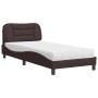 Letto con Materasso Marrone Scuro 90x200 cm in Tessuto