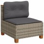 Set Divani da Giardino 4 pz con Cuscini in Polyrattan Grigio