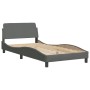 Letto con Materasso Grigio Scuro 100x200 cm in Tessuto