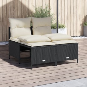 Set Divani da Giardino 4 pz con Cuscini Nero in Polyrattan