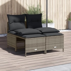 Set Divani da Giardino 4 pz con Cuscini in Polyrattan Grigio