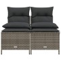 Set Divani da Giardino 4 pz con Cuscini in Polyrattan Grigio