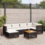 Set Divani da Giardino con Cuscini 7pz Nero Polyrattan