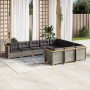 Set Divano da Giardino 10 pz con Cuscini Grigio in Polyrattan