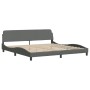 Letto con Materasso Grigio Scuro 200x200 cm in Tessuto