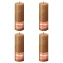 Bolsius Candele Rustiche a Colonna Shine 4 pz 190x68 mm Marrone Spezia