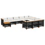 Set Divani da Giardino 11 pz con Cuscini in Polyrattan Nero