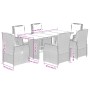 Set da Pranzo da Giardino 7 pz Cuscini Polyrattan Grigio Chiaro