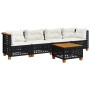 Set Divani da Giardino 5 pz con Cuscini in Polyrattan Nero