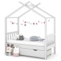 Giroletto Bambini con Cassetto Bianco Legno di Pino 70x140 cm