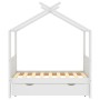 Giroletto Bambini con Cassetto Bianco Legno di Pino 70x140 cm