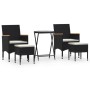 Set da Bistrot per Giardino 5pz Polyrattan Vetro Temperato Nero