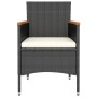 Set da Bistrot per Giardino 5pz Polyrattan Vetro Temperato Nero