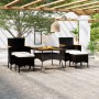 Set Pranzo da Giardino 5pz Polyrattan e Massello di Acacia Nero