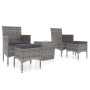 Set Bistrot da Giardino 5pz Polyrattan e Vetro Temperato Grigio