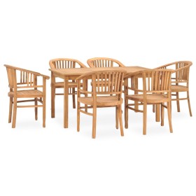 Set da Pranzo da Giardino 7 pz in Legno Massello di Teak