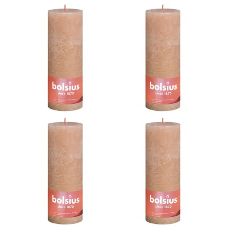 Bolsius Candele Rustiche a Colonna Shine 4 pz 190x68 mm Rosa Nebbia