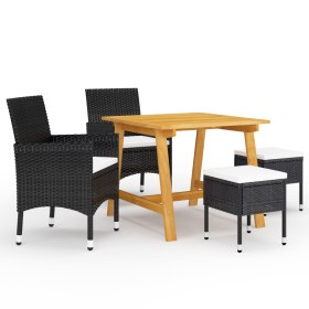 Set Mobili da Pranzo per Giardino 5 pz Nero