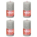 Bolsius Candele Rustiche Colonna Shine 4 pz 130x68 mm Grigio Sabbia