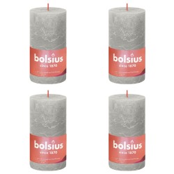 Bolsius Candele Rustiche Colonna Shine 4 pz 130x68 mm Grigio Sabbia