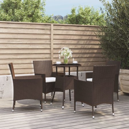 Set Bistrò da Giardino 5 pz con Cuscini in Polyrattan Marrone