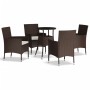 Set Bistrò da Giardino 5 pz con Cuscini in Polyrattan Marrone