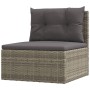 Set Divani da Giardino 5 pz con Cuscini in Polyrattan Grigio