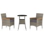 Set Bistrò da Giardino 3 pz con Cuscini in Polyrattan Grigio