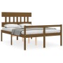 Letto per Anziani con Testiera Miele 140x190 cm Legno Massello