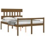 Letto per Anziani con Testiera Miele 140x190 cm Legno Massello