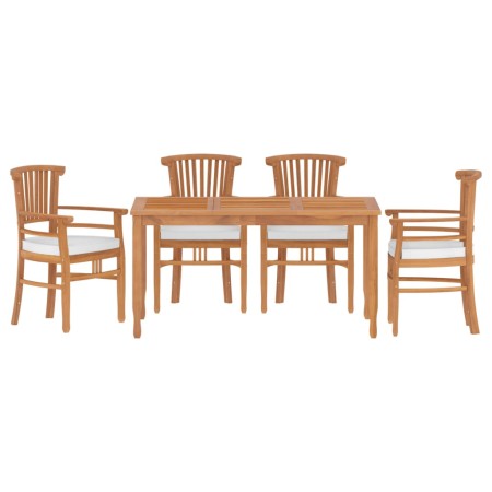 Set da Pranzo per Giardino 5 pz in Legno Massello di Teak