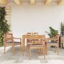 Set Pranzo Giardino 5pz con Cuscini Grigio Scuro Massello Teak