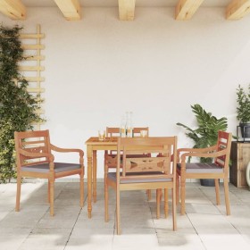 Set Pranzo Giardino 5pz con Cuscini Grigio Scuro Massello Teak