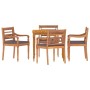 Set Pranzo Giardino 5pz con Cuscini Grigio Scuro Massello Teak