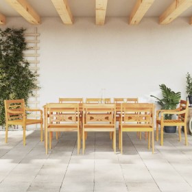 Set da Pranzo per Giardino 9 pz in Legno Massello di Teak