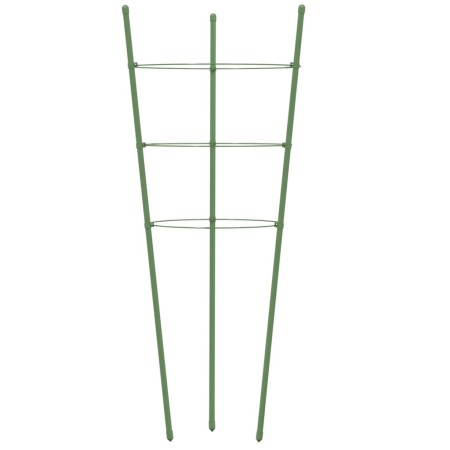 Supporti Piante da Giardino con 3 Anelli 5pz Verde 60cm Acciaio