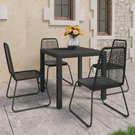 Set da Pranzo da Giardino 5 pz in Rattan PVC Nero