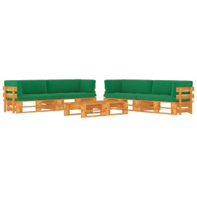 Set Divani in Pallet con Cuscini 6 pz in Pino Impregnato Miele