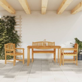 Set da Pranzo per Giardino 4 pz in Legno Massello di Teak