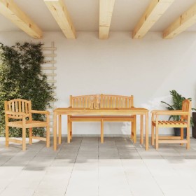 Set da Pranzo per Giardino 4 pz in Legno Massello di Teak