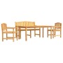 Set da Pranzo per Giardino 4 pz in Legno Massello di Teak