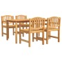 Set da Pranzo per Giardino 5 pz in Legno Massello di Teak