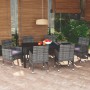 Set da Pranzo per Giardino 7 pz con Cuscini Polyrattan Grigio