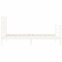 Giroletto con Testiera Bianco 90x200 cm in Legno Massello