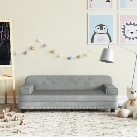 Divano per Bambini Grigio Chiaro 90x53x30 cm in Velluto