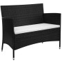 Set Divani da Giardino 2 pz con Cuscino in Polyrattan Nero